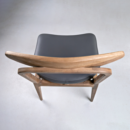 LABOR-Designer Stuhl, Gestell aus Massivholz und Lederpolsterung-rücken