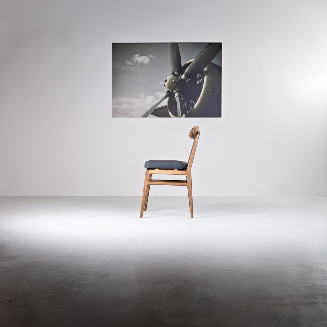 LABOR-Designer Stuhl, Gestell aus Massivholz und Lederpolsterung-seite