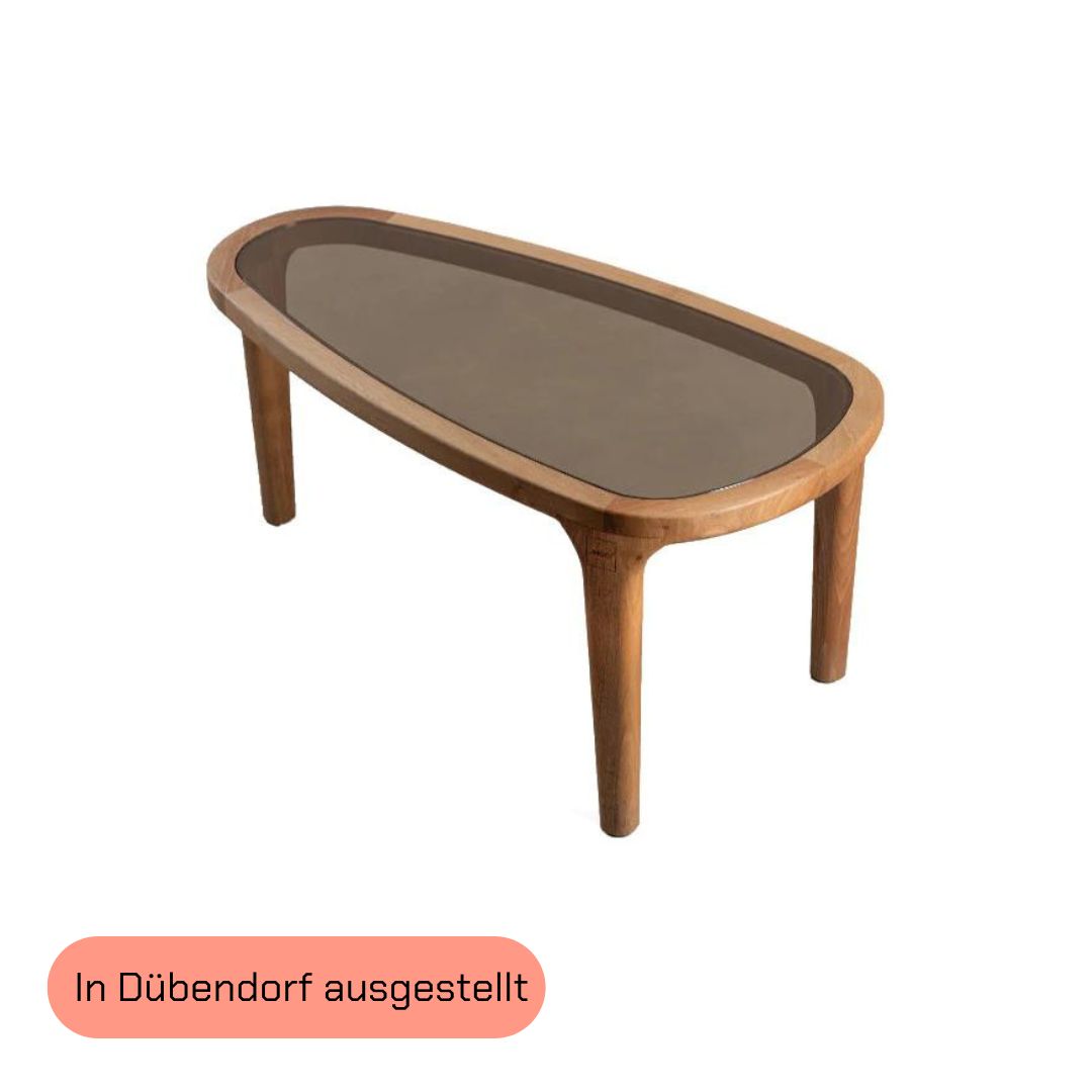 LAGOM-Designer Couchtisch aus Massivholz und Glas-dübendorf