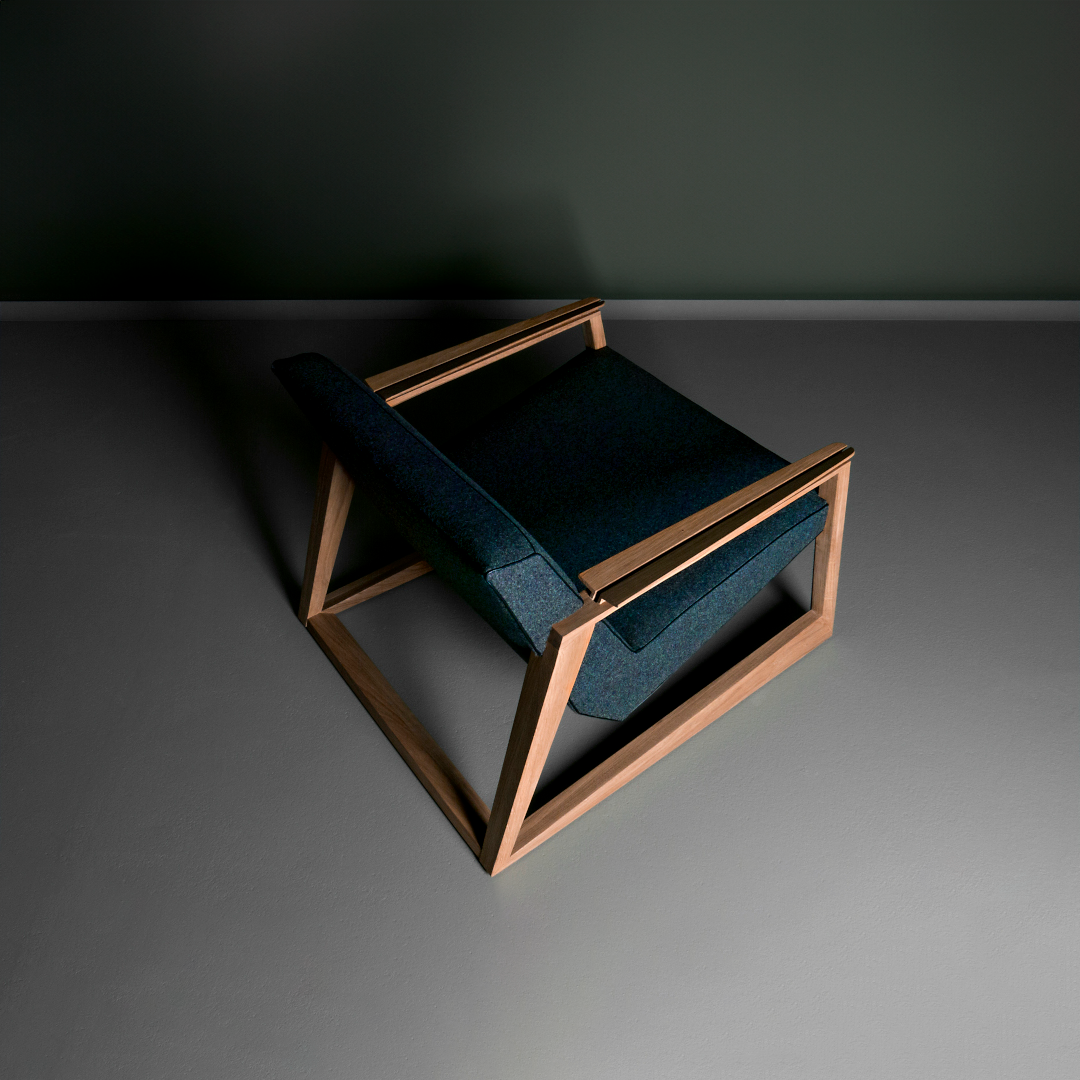 LASTA-Designer Sessel aus Massivholz und Stoffpolsterung-perspektive