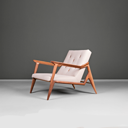 LIPA-Designer Sessel aus Massivholz und Stoffpolsterung-seitenansicht