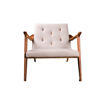 LIPA-Designer Sessel aus Massivholz und Stoffpolsterung-frontansicht