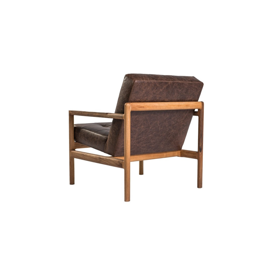 LONDA-Designer Sessel aus Massivholz und Lederpolsterung-von hinten