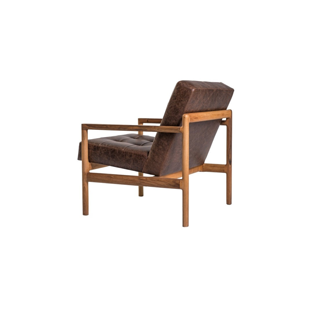 LONDA-Designer Sessel aus Massivholz und Lederpolsterung-seitenansicht von hinten