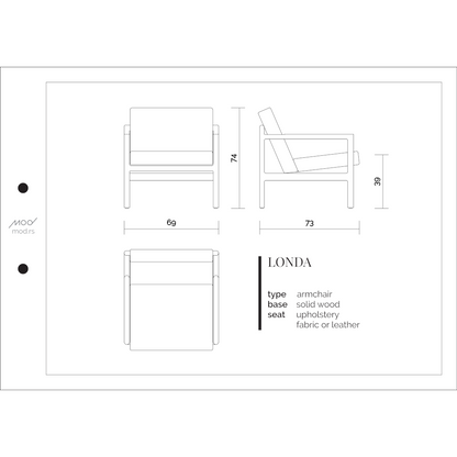 Spezifikation Londa Designer Sessel aus Massivholz
