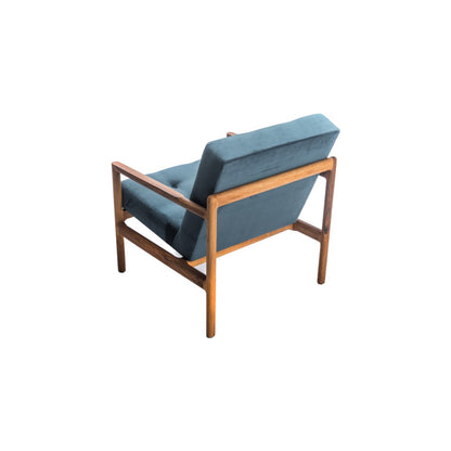 LONDA-Designer Sessel aus Massivholz und Stoffpolsterung-perspektive von hinten