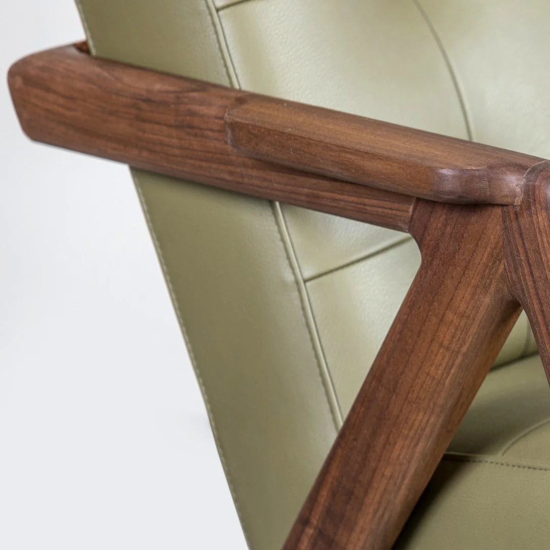 MASSA- Due Designer Sofa aus Massivholz mit Lederpolsterung, Armlehne