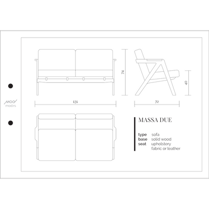 Spezifikation Massa Due Designer Sofa aus Massivholz