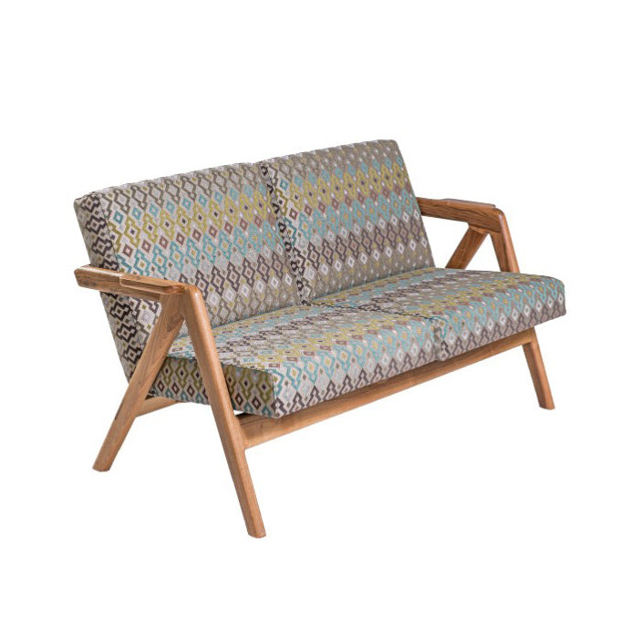 MASSA-Due Designer Sofa aus Massivholz Stoffpolsterung-frontale Seitenansicht-nussbaum