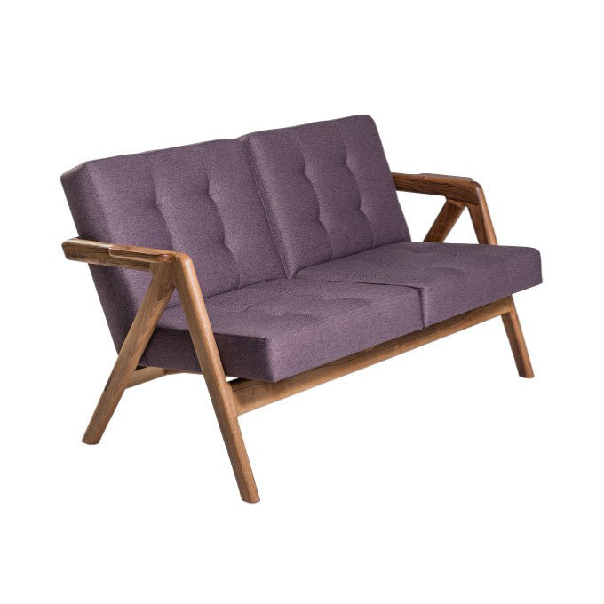 MASSA-Due Designer Sofa aus Massivholz Stoffpolsterunt-frontal-nussbaum