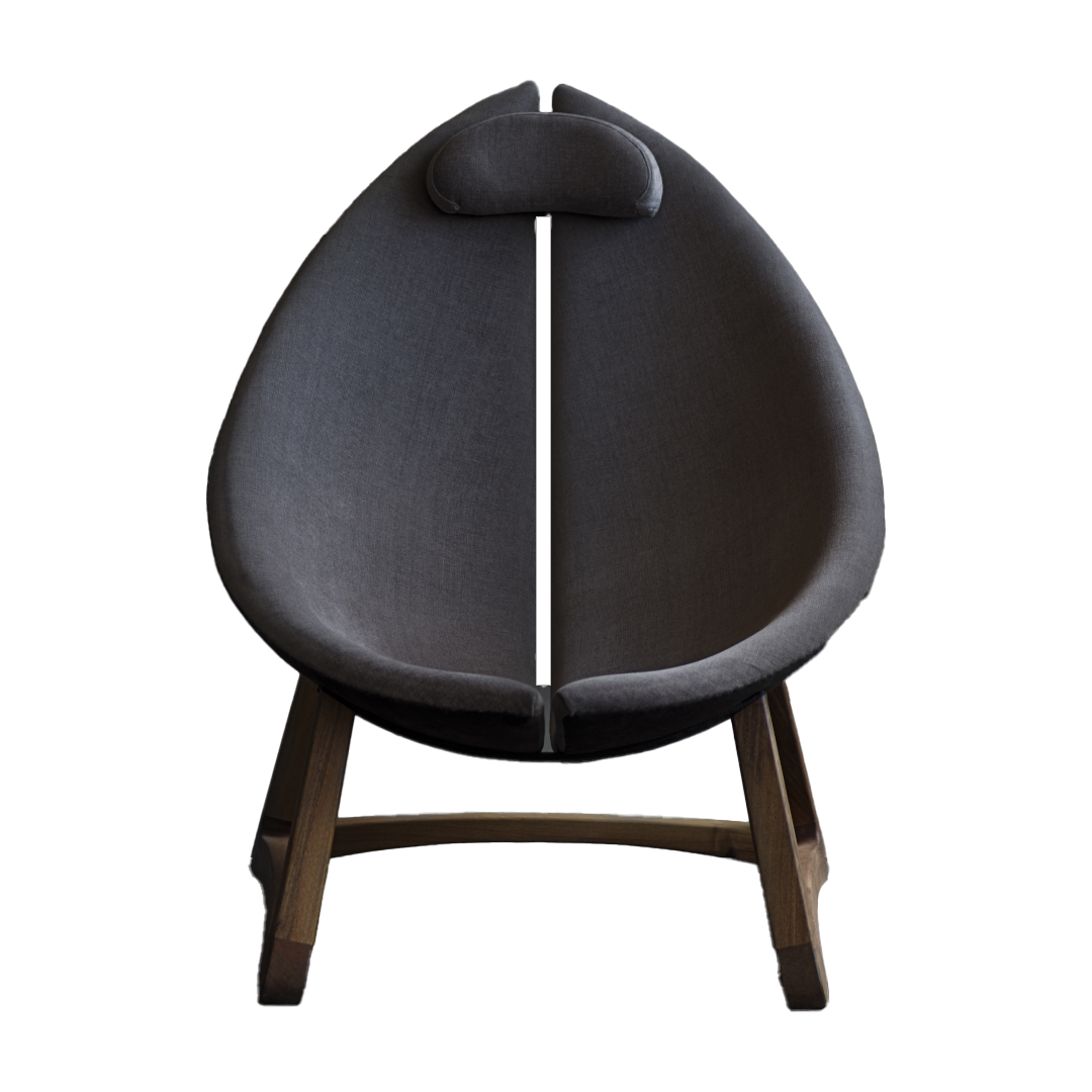 MINAS-Designer Sessel aus Massivholz und Stoffpolsterung