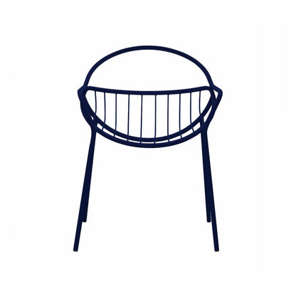 NUVOLETTA-Designer Gartenstuhl Nuvoletta ohne Armlehnen aus pulverbeschichtetem Edelstahl und einem Stoffseilgeflecht-saphirblau-vorne
