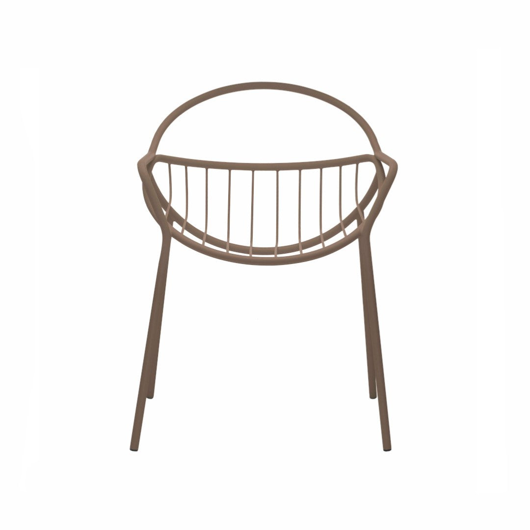 NUVOLETTA-Designer Gartenstuhl Nuvoletta ohne Armlehnen aus pulverbeschichtetem Edelstahl und einem Stoffseilgeflecht-biegegrau-vorne
