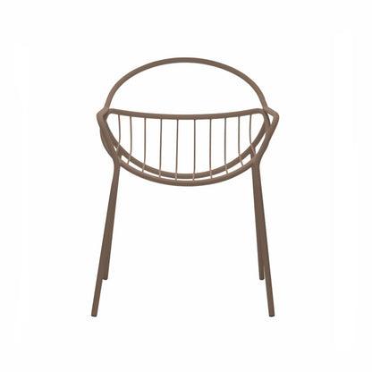 NUVOLETTA-Designer Gartenstuhl Nuvoletta ohne Armlehnen aus pulverbeschichtetem Edelstahl und einem Stoffseilgeflecht-biegegrau-vorne
