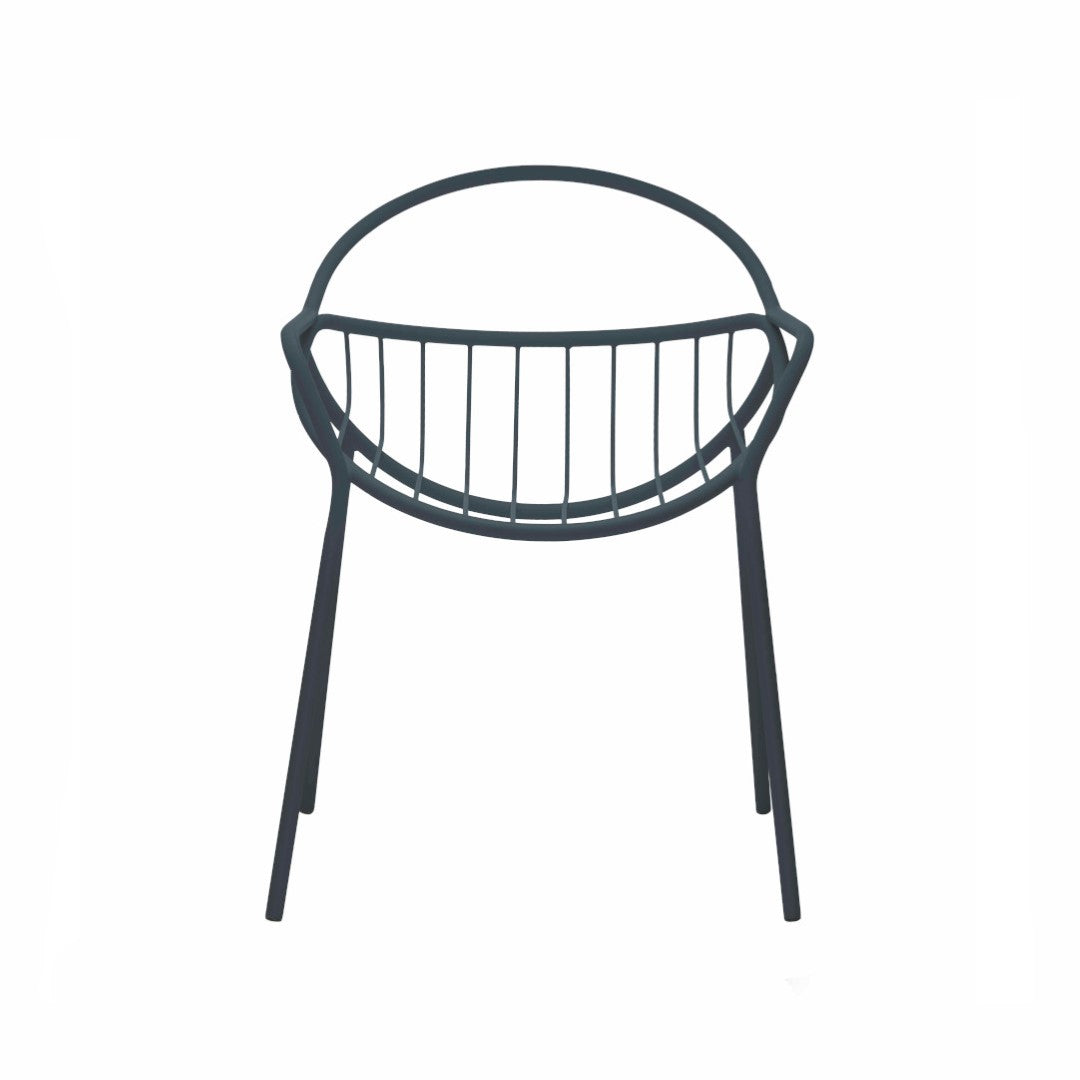 NUVOLETTA-Designer Gartenstuhl Nuvoletta ohne Armlehnen aus pulverbeschichtetem Edelstahl und einem Stoffseilgeflecht-schwartz-vorne
