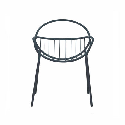 NUVOLETTA-Designer Gartenstuhl Nuvoletta ohne Armlehnen aus pulverbeschichtetem Edelstahl und einem Stoffseilgeflecht-schwartz-vorne
