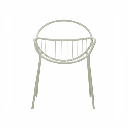 NUVOLETTA-Designer Gartenstuhl Nuvoletta ohne Armlehnen aus pulverbeschichtetem Edelstahl und einem Stoffseilgeflecht-kieselgrau-vorne