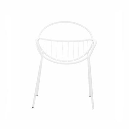 NUVOLETTA-Designer Gartenstuhl Nuvoletta ohne Armlehnen aus pulverbeschichtetem Edelstahl und einem Stoffseilgeflecht-weiss-vorne
