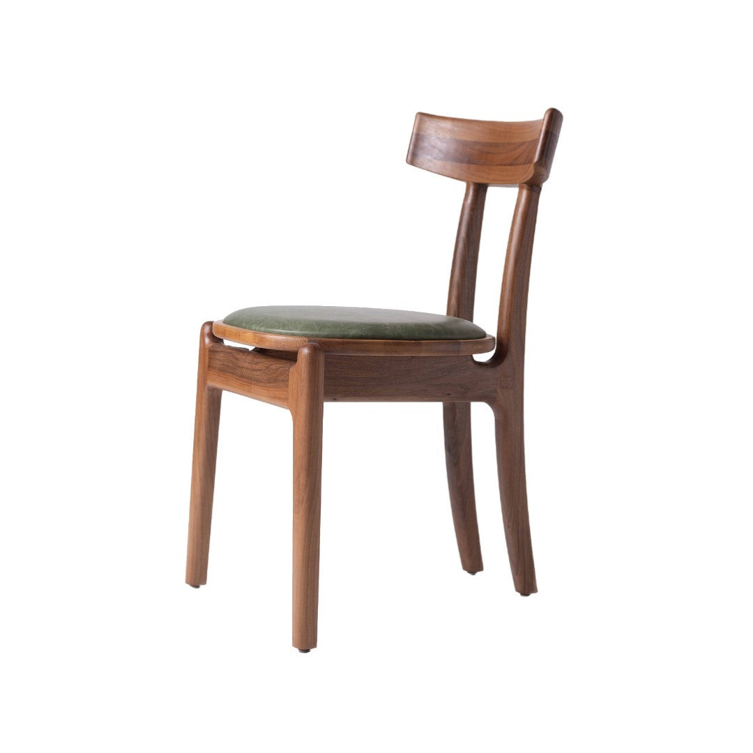 STIA-Designerstuhl aus Massivholz und Lederpolsterung-seitlich-nussbaum