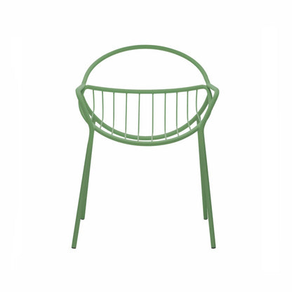 NUVOLETTA-Designer Gartenstuhl Nuvoletta ohne Armlehnen aus pulverbeschichtetem Edelstahl und einem Stoffseilgeflecht-resedagrün-vorne