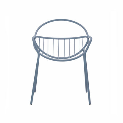NUVOLETTA-Designer Gartenstuhl Nuvoletta ohne Armlehnen aus pulverbeschichtetem Edelstahl und einem Stoffseilgeflecht-taubenblau-vorne
