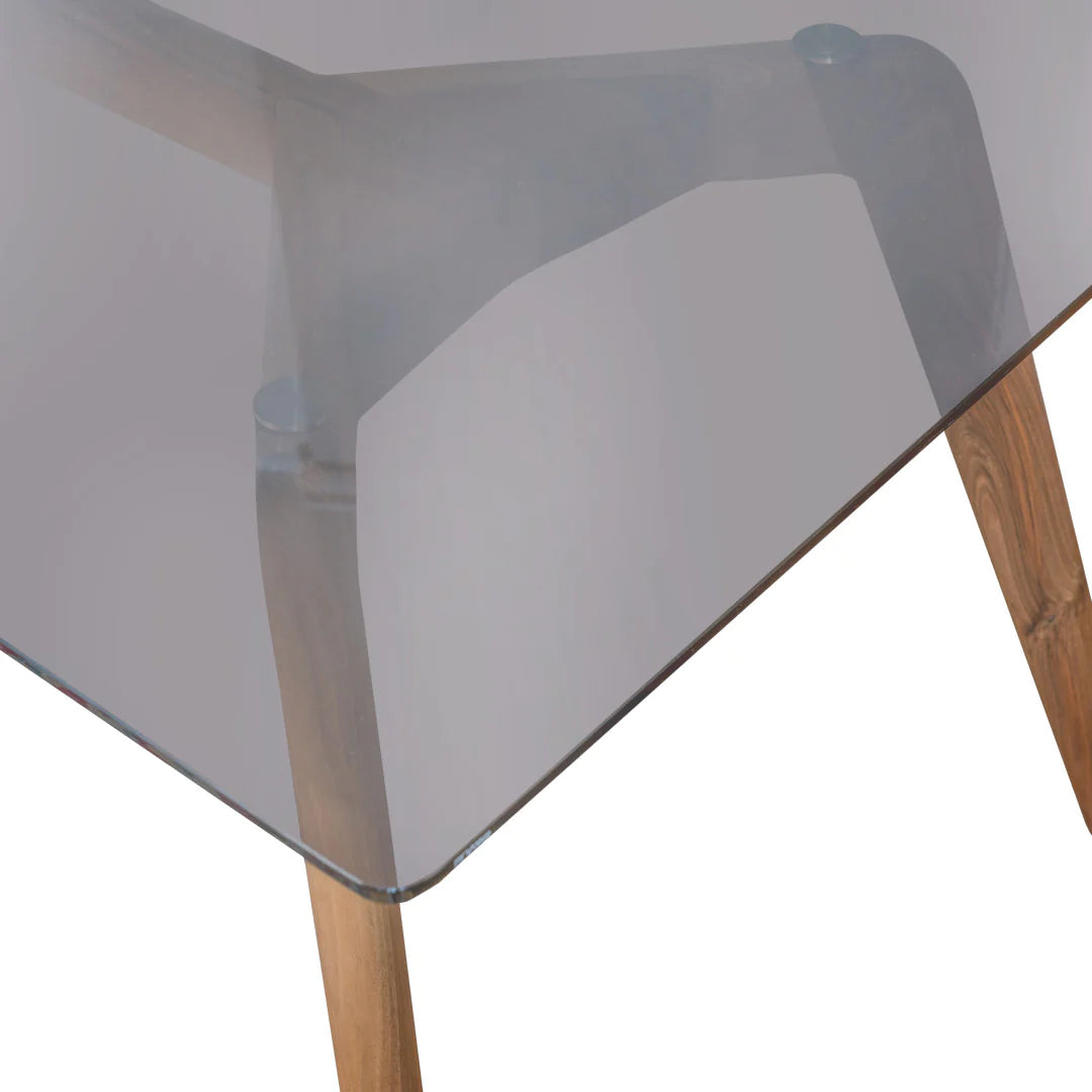 VETRO-Designer Esstisch aus Massivholz und Glas-detail