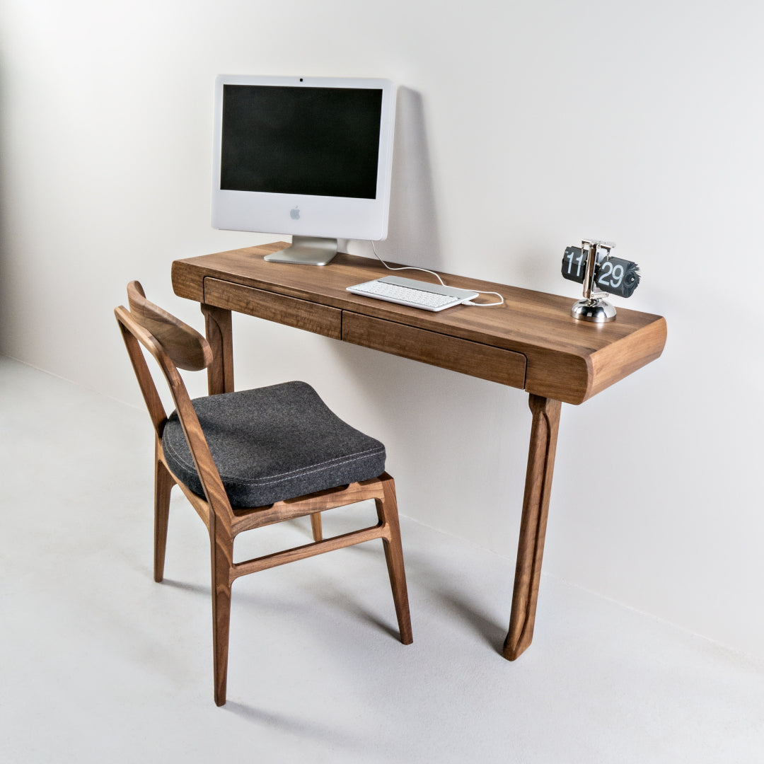 VIZURA-Designer Konsolentisch aus Massivholz-büro mit Stuhl